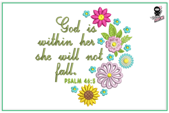Bible Scripture with Flowers Embroidery