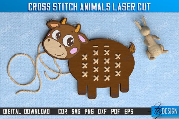 Cross Stitch Cow Montessori Lacing