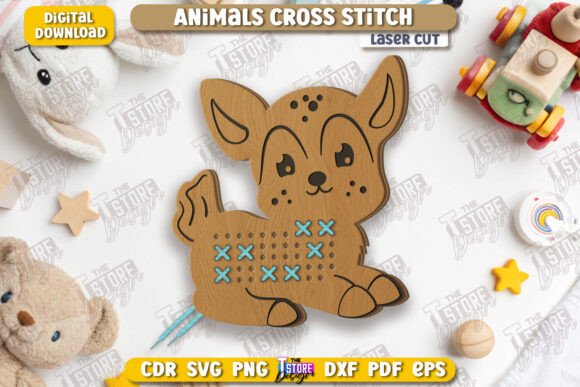 Cross Stitch Deer Laser Cut Montessori